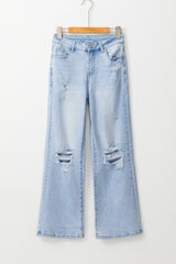 DEAR-LOVER Beau Blue Vintage Light Wash Distressed Flare Jeans Jeans JT's Designer Fashion