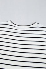 Black Stripe Ruffle Denim Patchwork Round Neck Mini Dress Mini Dresses JT's Designer Fashion