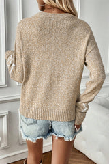 Khaki Star Pattern Drop Shoulder Plus Size Sweater Plus Size Sweaters & Cardigans JT's Designer Fashion