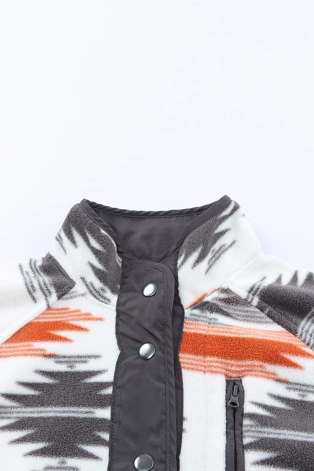 Gray Western Aztec Snap Buttoned Fleece Jacket Jackets JT's Designer Fashion