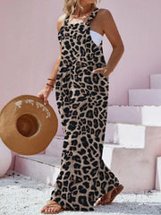 Plus Size Leopard Print Wide Leg Casual Overalls Jumpsuits & Rompers JT's Designer Fashion