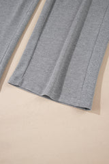 Gray Waffle Knit Drawstring High Waist Wide Leg Pants Pants & Culotte JT's Designer Fashion