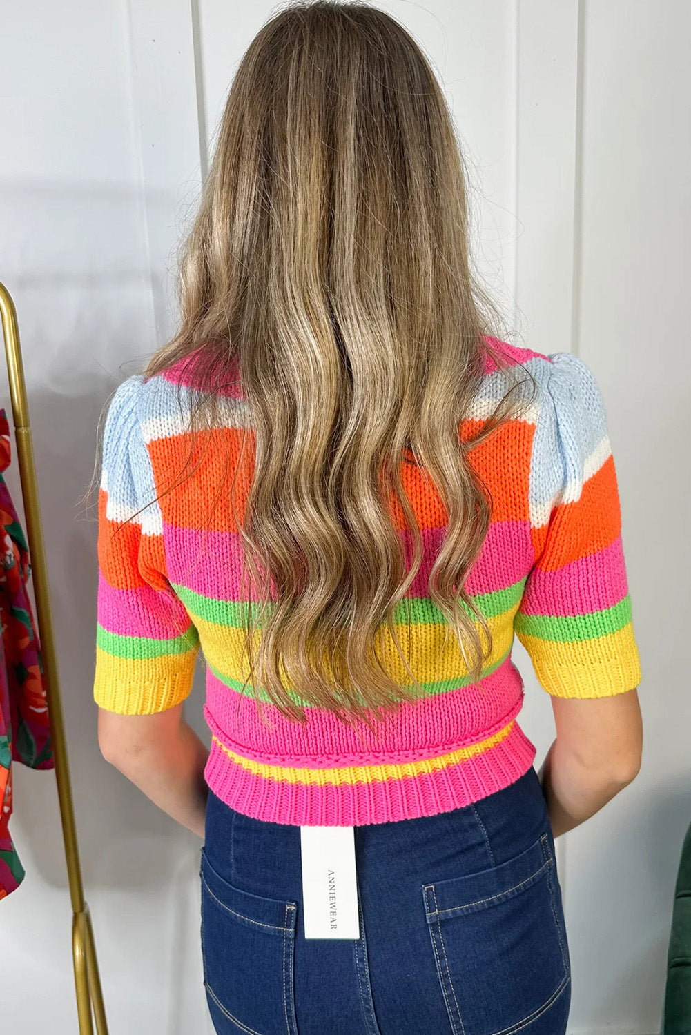 Multicolour Color Block Half Sleeve Slim Fit Sweater T Shirt Sweaters & Cardigans JT's Designer Fashion