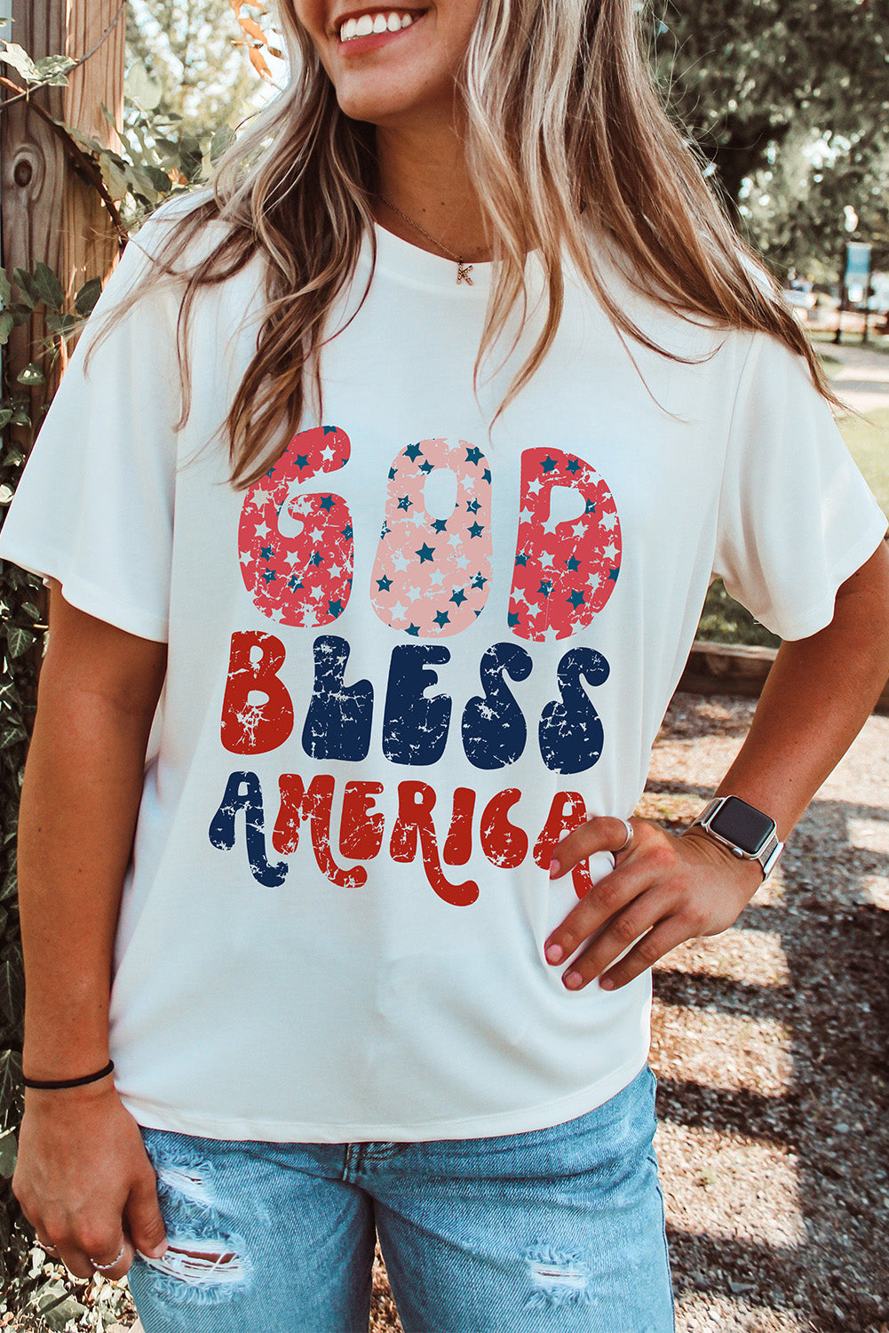 White God Bless America Graphic Tee Graphic Tees JT's Designer Fashion