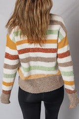 Multicolour Stripe Drop Shoulder Crew Neck Sweater Sweaters JT's Designer Fashion