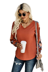 Orange Contrast Eyelet Thermal Knit Top Long Sleeve Tops JT's Designer Fashion