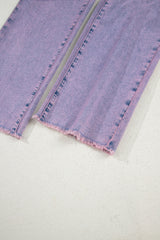 Orchid Petal Vintage Wash Frayed Hem Ankle-length Jeans Jeans JT's Designer Fashion