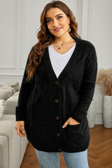 Black Front Pocket and Buttons Closure Cardigan Sweaters & Cardigans JT's Designer Fashion
