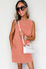Flamingo Mineral Wash Tank Mini Dress with Pockets Dresses JT's Designer Fashion