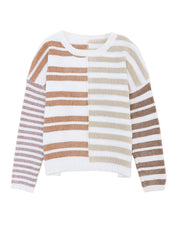 Stripe Blocked Drop Shoulder Slouchy Sweater Sweaters JT's Designer Fashion