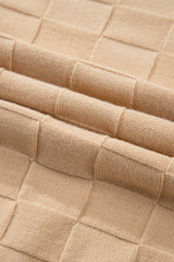 Light French Beige Solid Checkered Textured Knit Plus Size Sweater Plus Size Sweaters & Cardigans JT's Designer Fashion