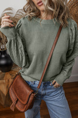 Casual Textured Patchwork Round Neck Sweatshirt Sweatshirts & Hoodies JT's Designer Fashion