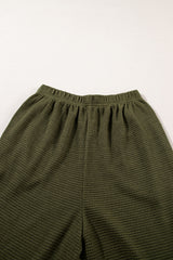 Four Leaf Clover Solid Color Textured Buttoned Shirt and Casual Pants Set Pant Sets JT's Designer Fashion