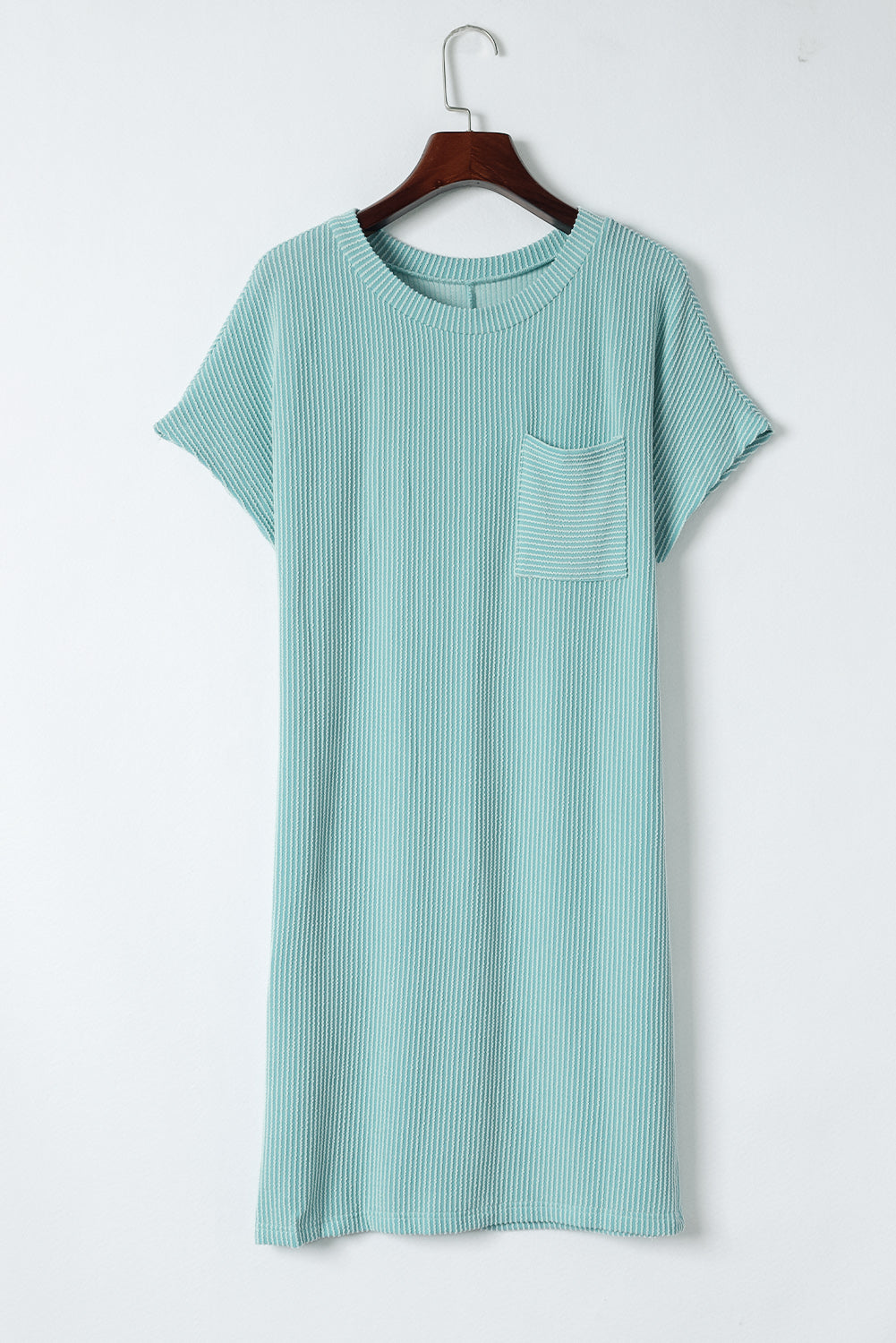 Blue Striped Ribbed Knit T-shirt Shift Dress T Shirt Dresses JT's Designer Fashion