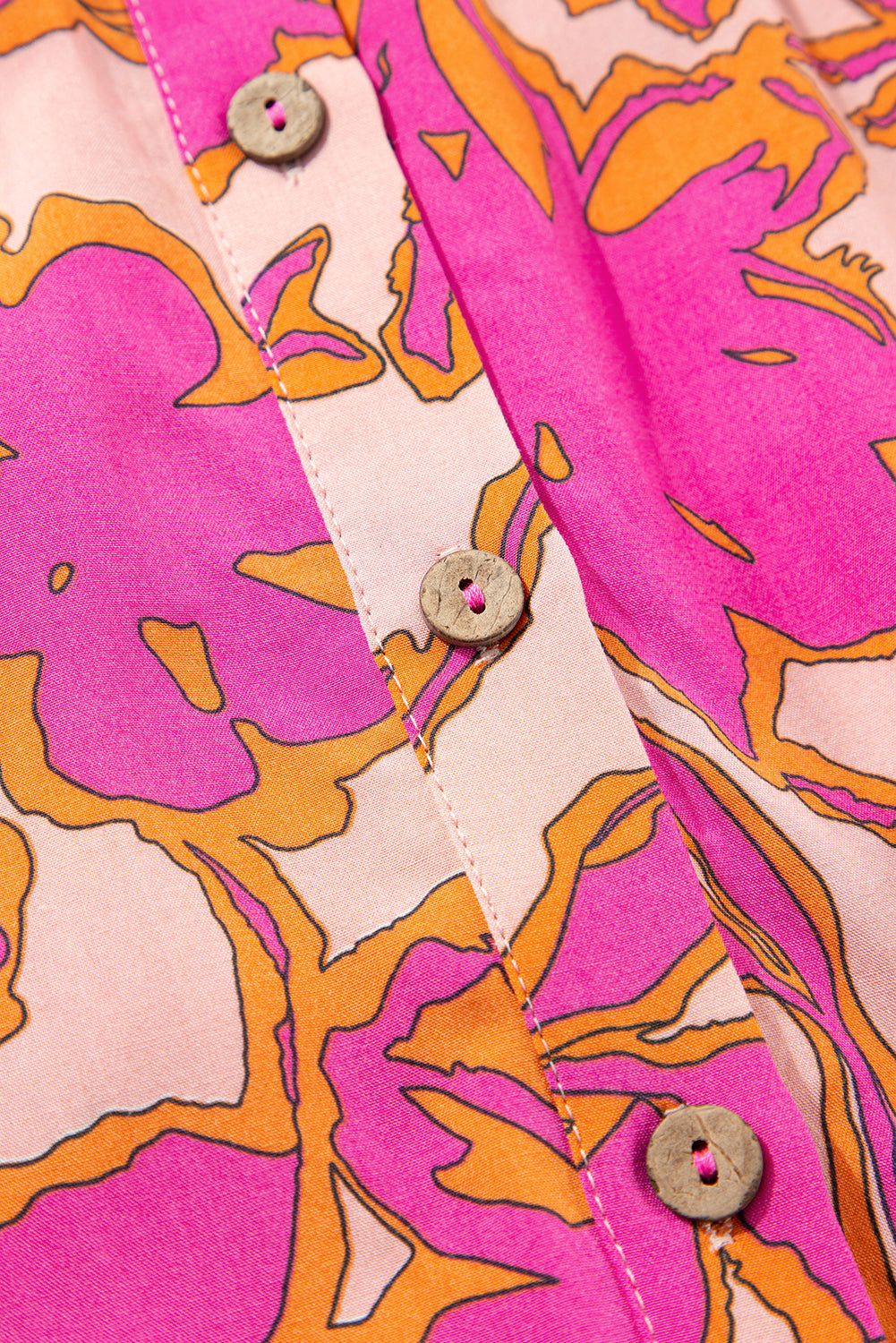 Pink Floral Print Batwing Sleeve Buttoned Loose Fit Shirt Blouses & Shirts JT's Designer Fashion