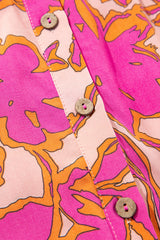 Pink Floral Print Batwing Sleeve Buttoned Loose Fit Shirt Blouses & Shirts JT's Designer Fashion