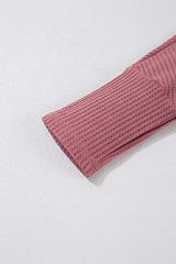 Mineral Red Solid Color Waffle Knit Cardigan with Pocket Cardigans JT's Designer Fashion