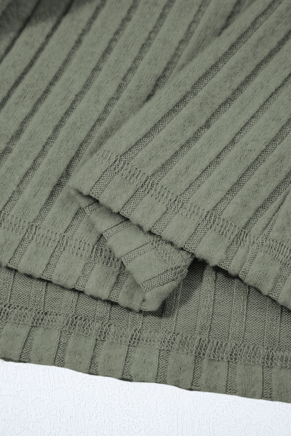 Mist Green Thermal Ribbed Texture Drop Shoulder Button Up Shacket Jackets JT's Designer Fashion