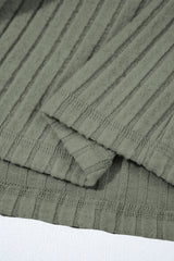 Mist Green Thermal Ribbed Texture Drop Shoulder Button Up Shacket Jackets JT's Designer Fashion