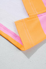 Yellow Stripe Color Block Polo Collar Sweatshirt Sweatshirts & Hoodies JT's Designer Fashion