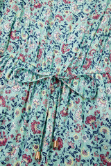 Green Bohemian Floral Ruffle Bottom Spaghetti Strap Jumpsuit Jumpsuits & Rompers JT's Designer Fashion