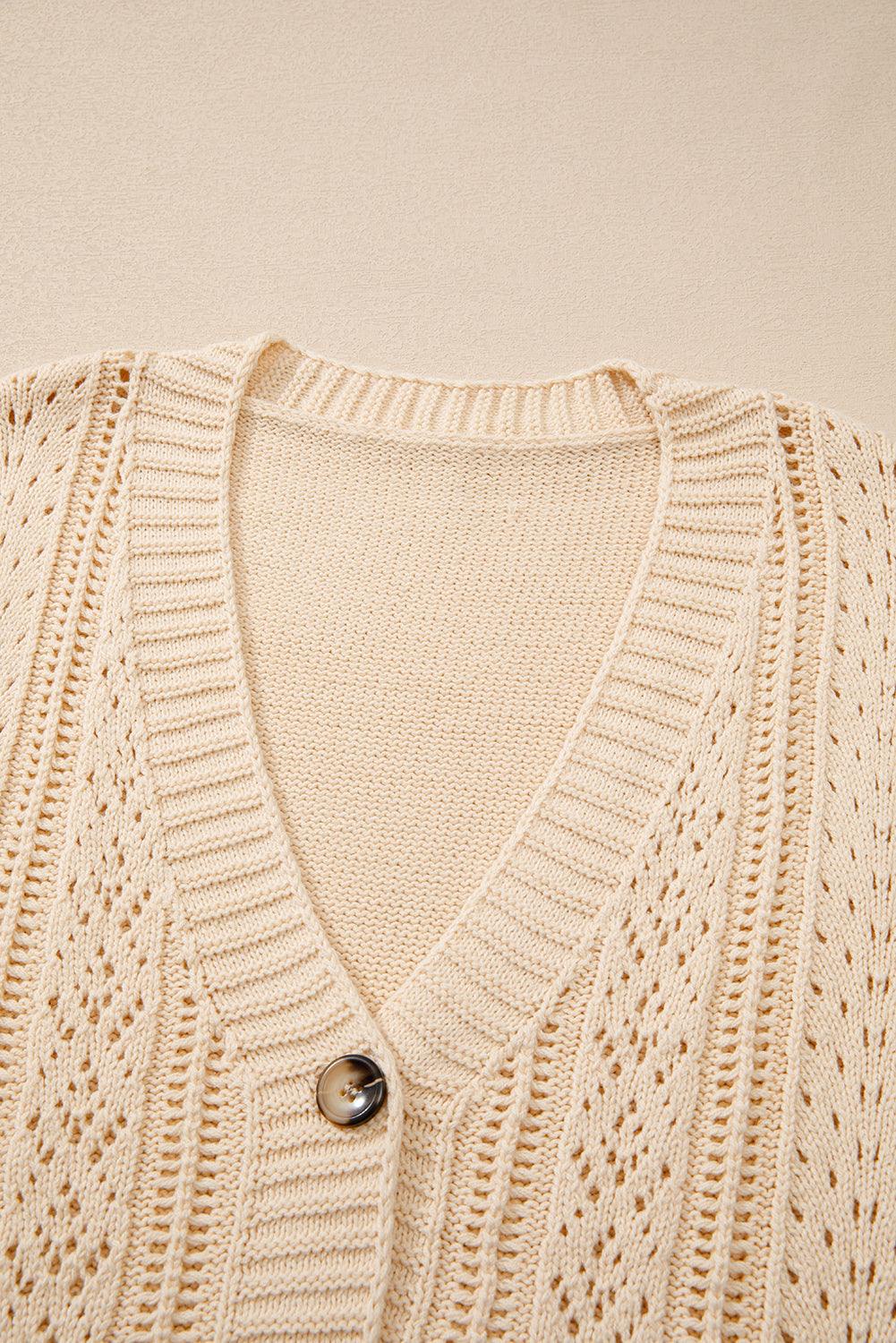 Beige Open Knit Drop Shoulder Sweater Cardigan Cardigans JT's Designer Fashion
