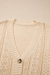 Beige Open Knit Drop Shoulder Sweater Cardigan Cardigans JT's Designer Fashion