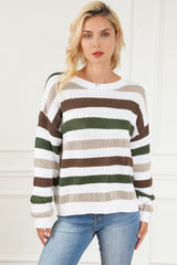 Stripe Crochet Hollow out Knit Sweater Sweaters & Cardigans JT's Designer Fashion