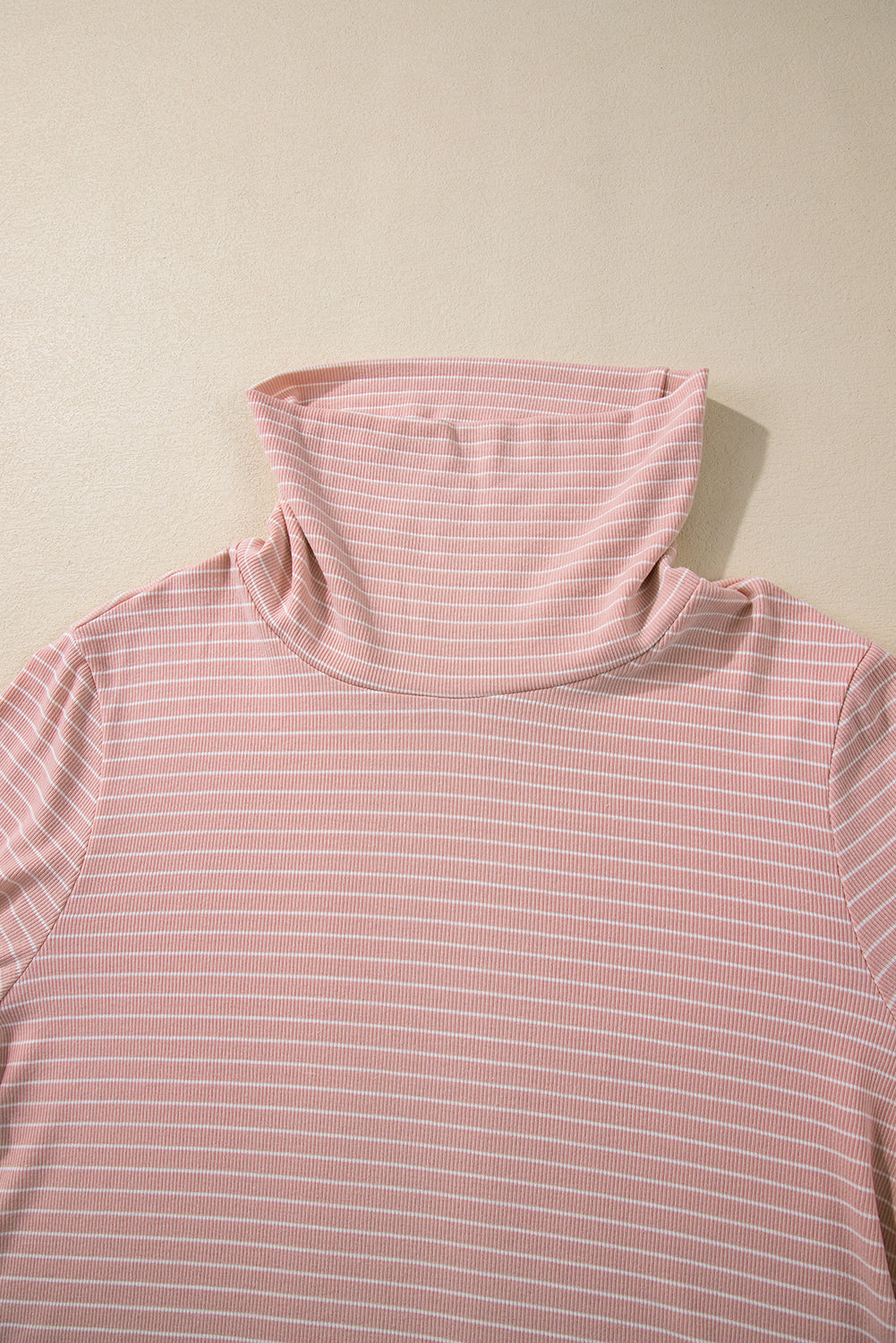 Pink Stripe Cowl Neck Side Slits Loose Fit Long Sleeve Top Long Sleeve Tops JT's Designer Fashion
