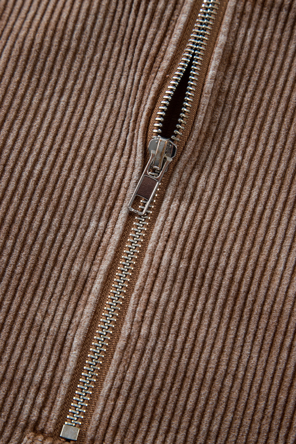 Chestnut Half Zipper Kangaroo Pocket Drawstring Corduroy Hoodie Sweatshirts & Hoodies JT's Designer Fashion