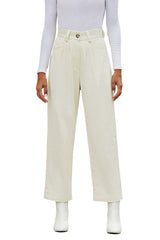 Beige Corduroy High Waist Straight Leg Pants Pants & Culotte JT's Designer Fashion