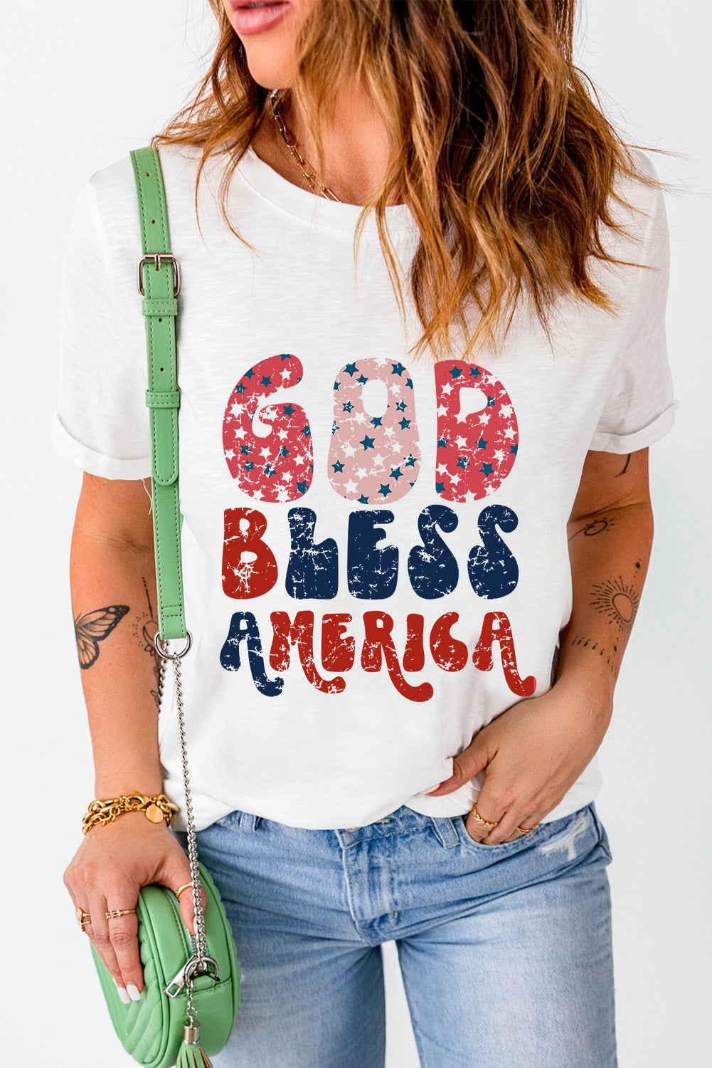White God Bless America Graphic Tee Graphic Tees JT's Designer Fashion