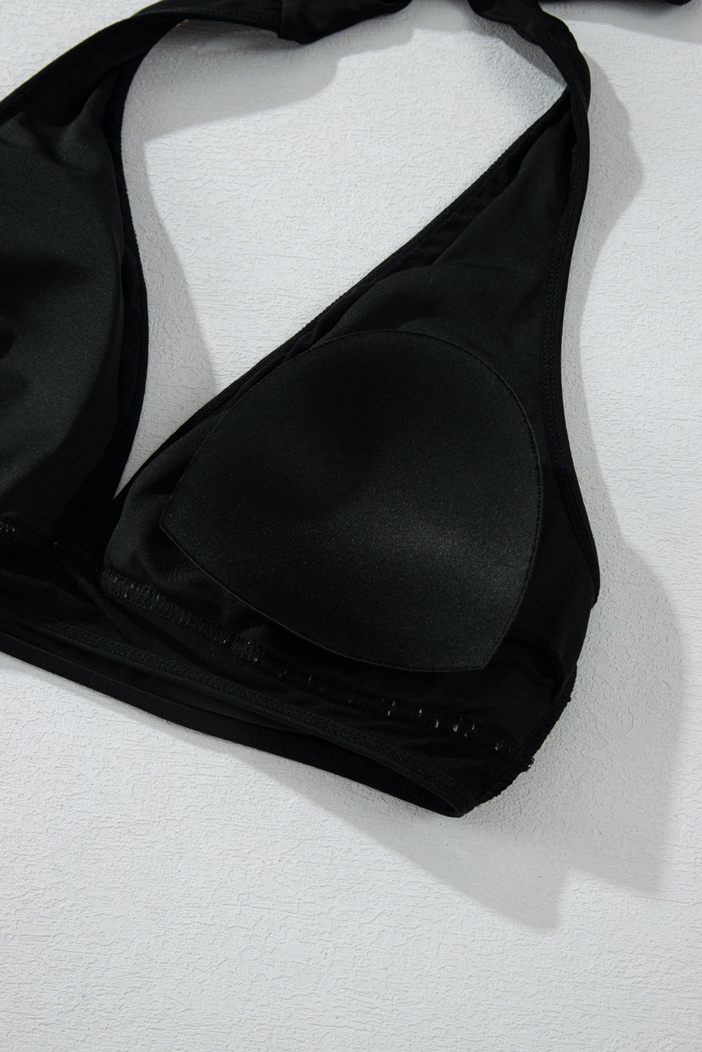 Black Sheer Mesh Edged Halter V Neck Push Up Bikini Bikinis JT's Designer Fashion