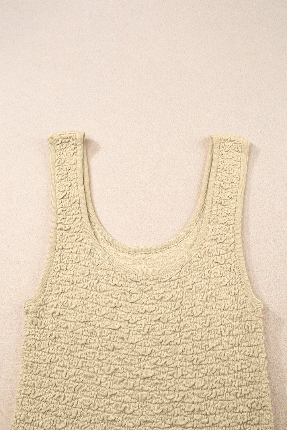 Apricot Textured U Neck Slim Fit Tank Top Sweaters & Cardigans JT's Designer Fashion