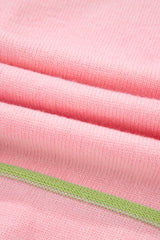 Pink Rainbow Stripes Drop Shoulder Baggy Henley Sweater Sweaters JT's Designer Fashion