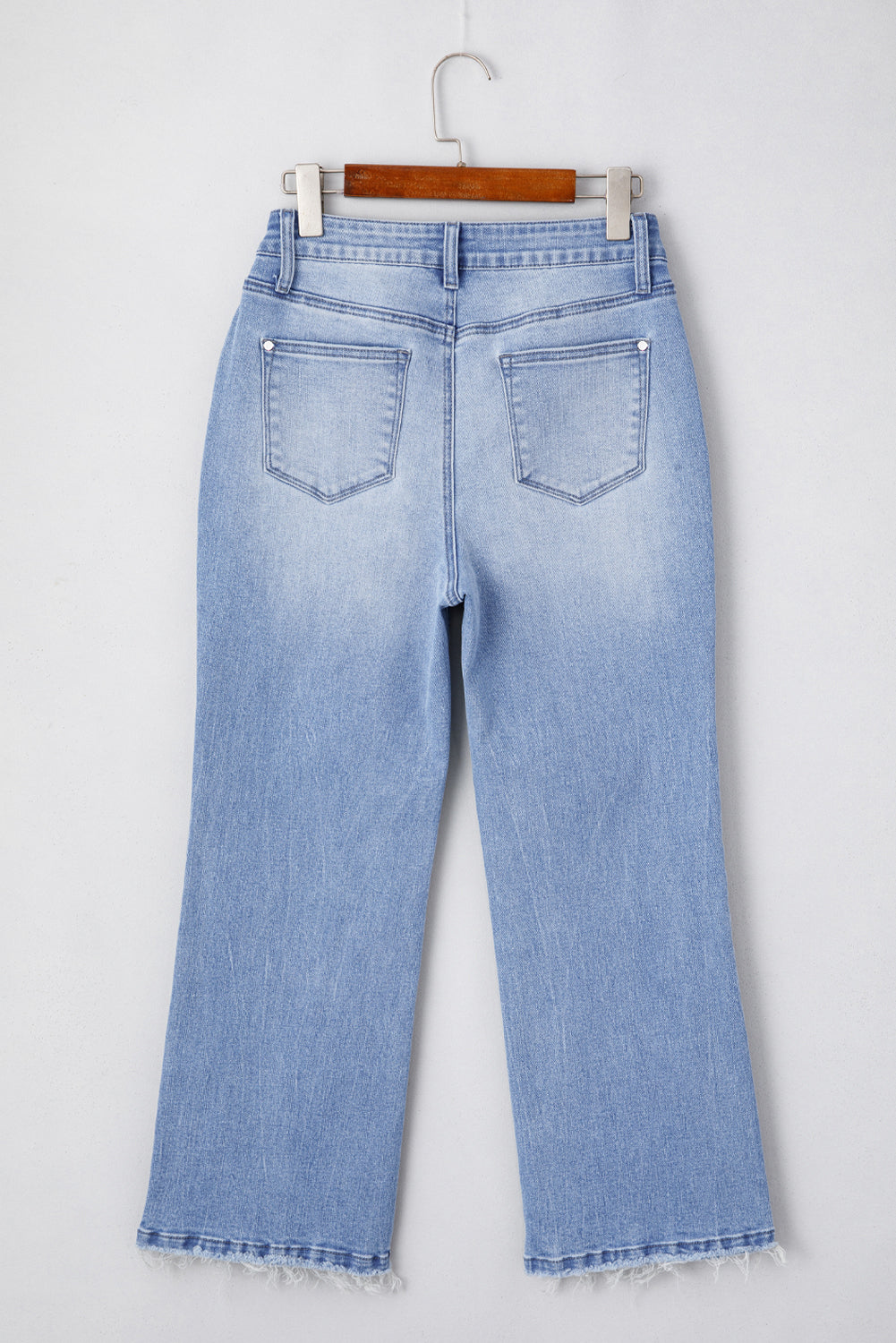 Beau Blue Mineral Wash Raw Hem High Waist Flared Jeans Jeans JT's Designer Fashion