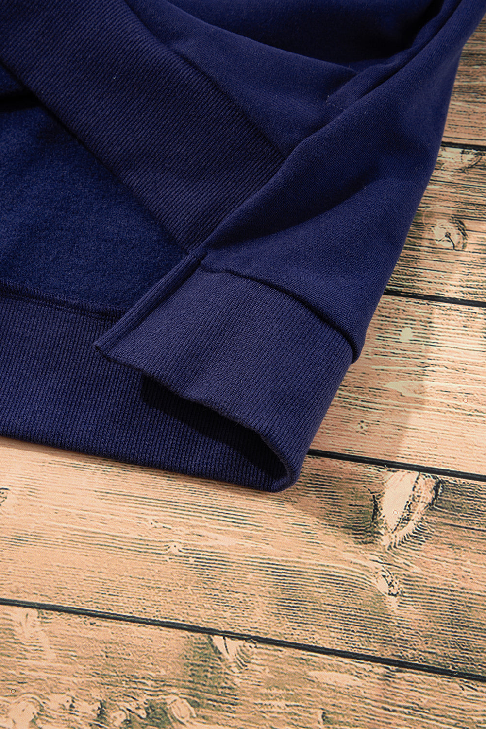Navy Blue Solid Fleece Lined Drop Shoulder High Low Sweatshirt Sweatshirts & Hoodies JT's Designer Fashion