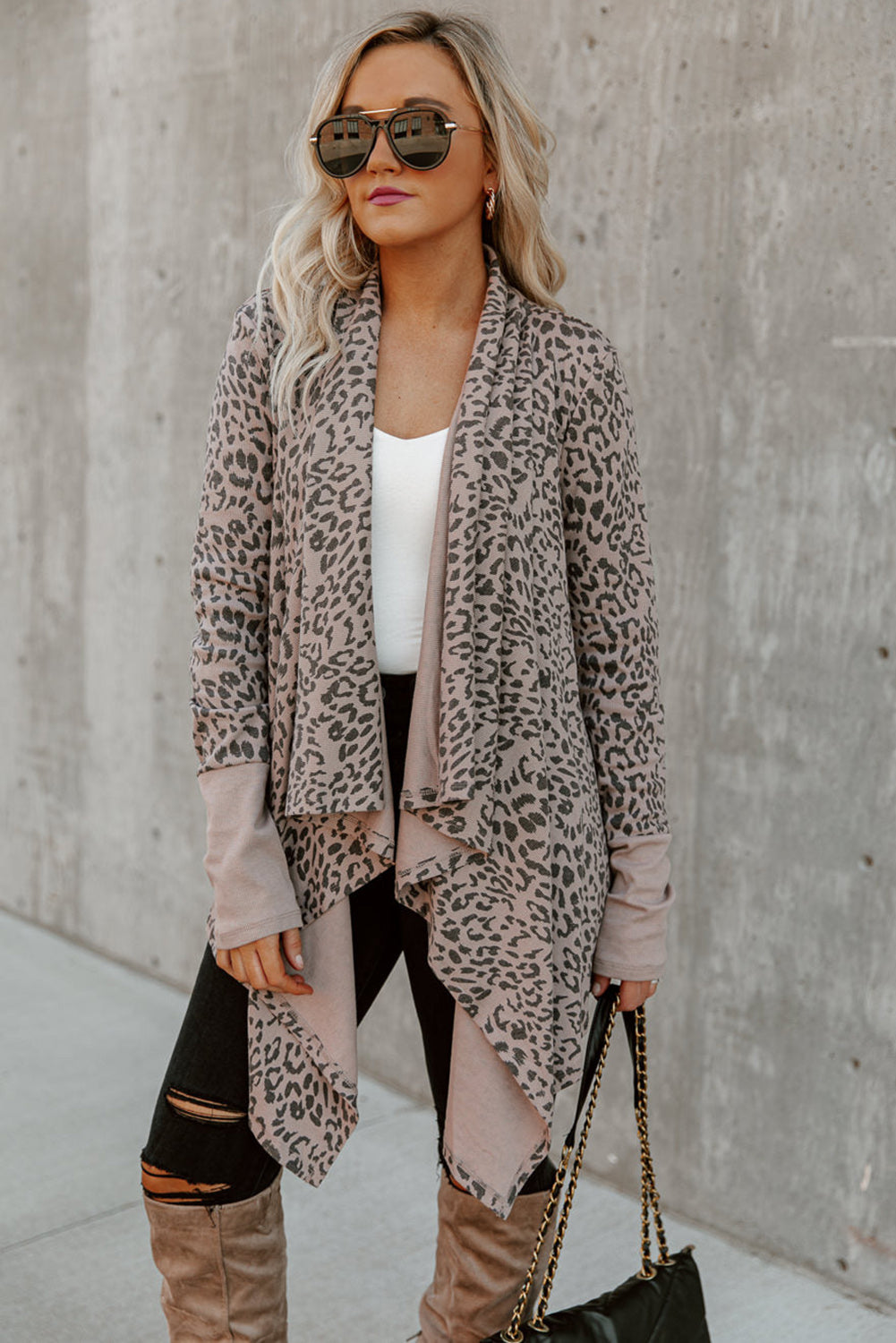 Leopard Open Front Cardigan Sweaters & Cardigans JT's Designer Fashion