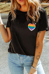 Black Pride Heart Cracking Graphic Detail Cotton Blend T Shirt Graphic Tees JT's Designer Fashion