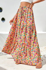 Yellow Boho Floral Print Long Skirt Bottoms JT's Designer Fashion