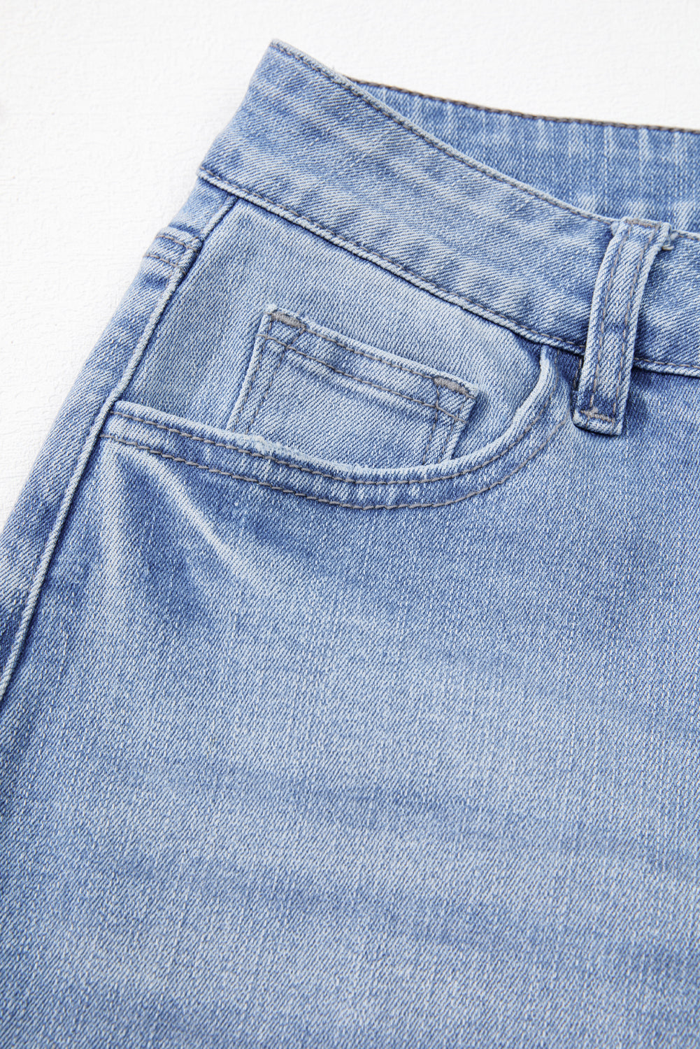 Beau Blue Mineral Wash Raw Hem High Waist Flared Jeans Jeans JT's Designer Fashion
