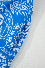 Blue Paisley V Neck Crisscross Backless Long Dress Maxi Dresses JT's Designer Fashion