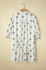 Apricot Bow Printed Puff Sleeve Ruffled Plus Size Mini Dress Plus Size Mini Dresses JT's Designer Fashion