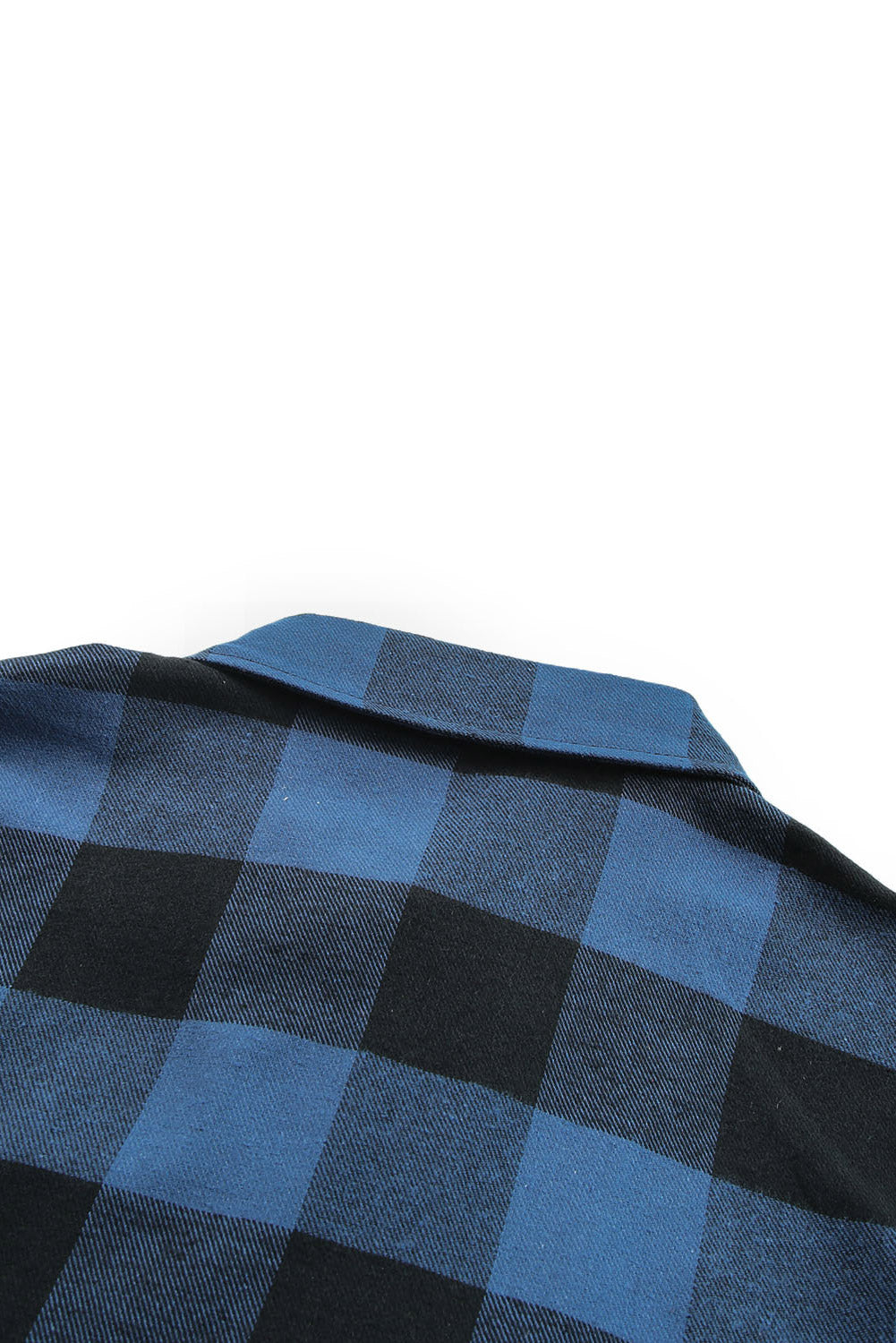 Blue Turn-down Collar Plaid Shirt Jacket Plaid Shackets JT's Designer Fashion