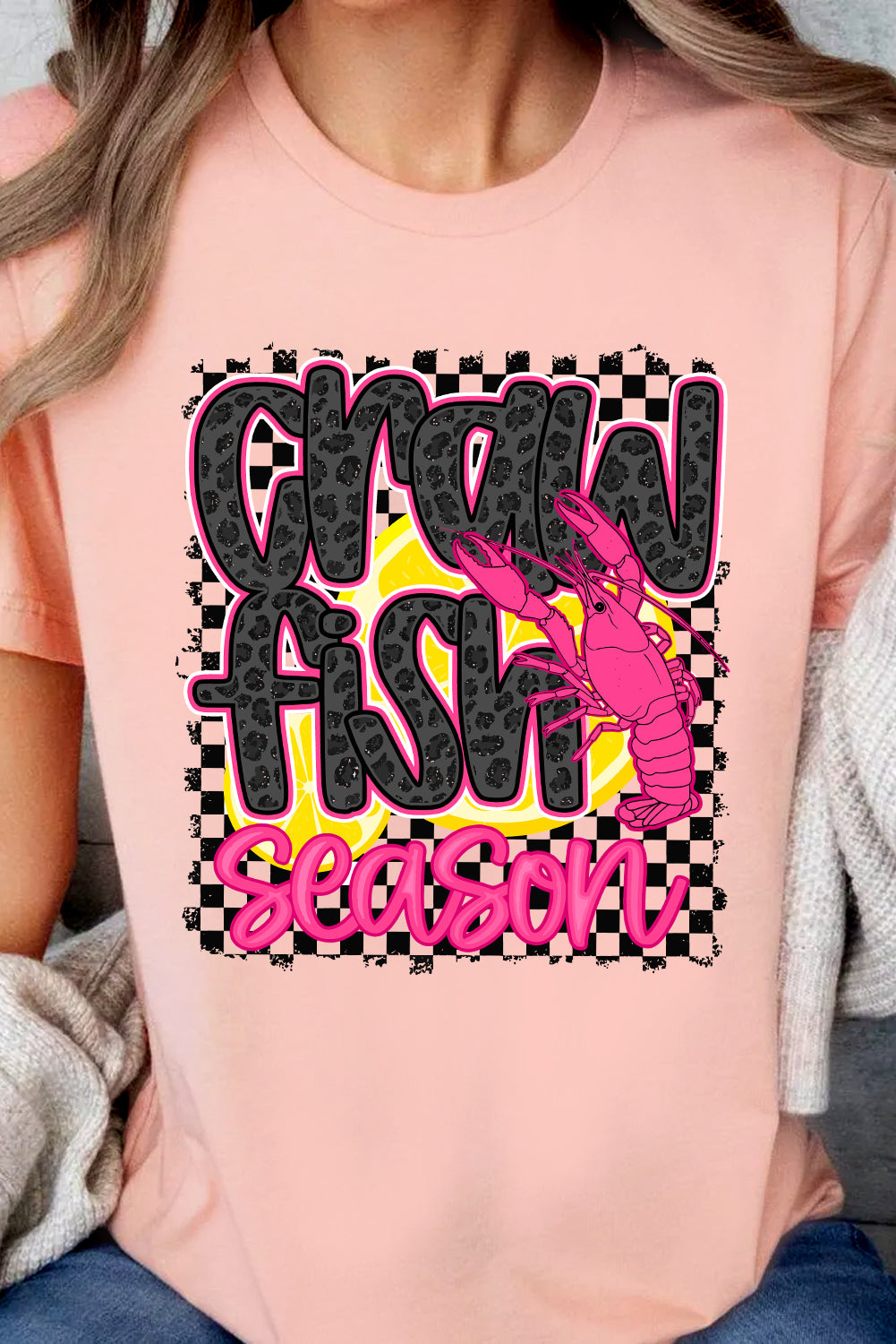Pink Crawfish Season Graphic Casual Tee Graphic Tees JT's Designer Fashion