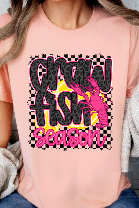 Pink Crawfish Season Graphic Casual Tee Graphic Tees JT's Designer Fashion