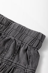 Carbon Grey Mineral Wash Button Fly Waist Wide Leg Jeans Jeans JT's Designer Fashion