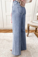 Beau Blue High Waist Button Zip Fly Bell Bottom Jeans Jeans JT's Designer Fashion