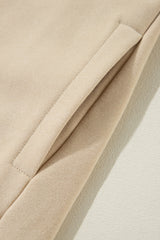 Apricot Solid Fleece Lined Drop Shoulder High Low Sweatshirt Sweatshirts & Hoodies JT's Designer Fashion