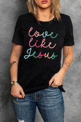 Black Love Like Jesus Crew Neck Graphic Tee Graphic Tees JT's Designer Fashion